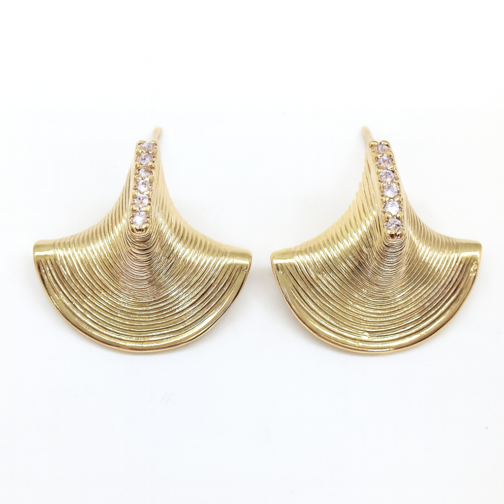 Egypt style cubic diamonds golden stud earring