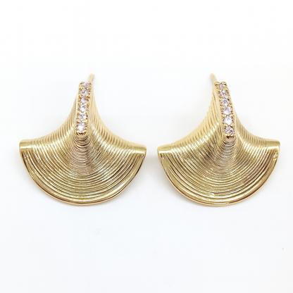 Egypt style cubic diamonds golden stud earring