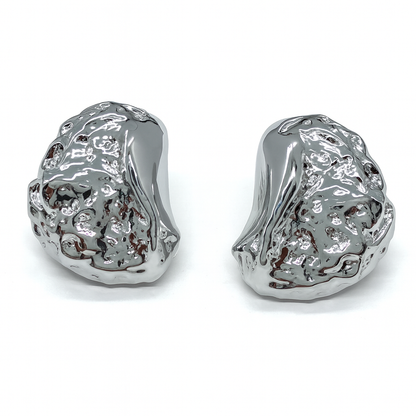 Lava style d shape silver stud earring