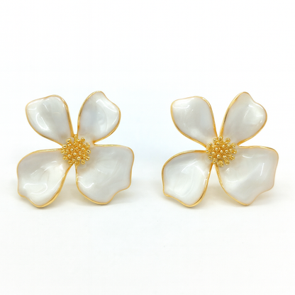 White jasmine flower style stud earring