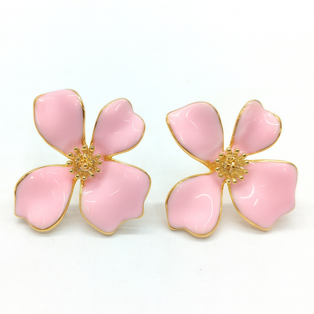 Pink jasmine flower style stud earring