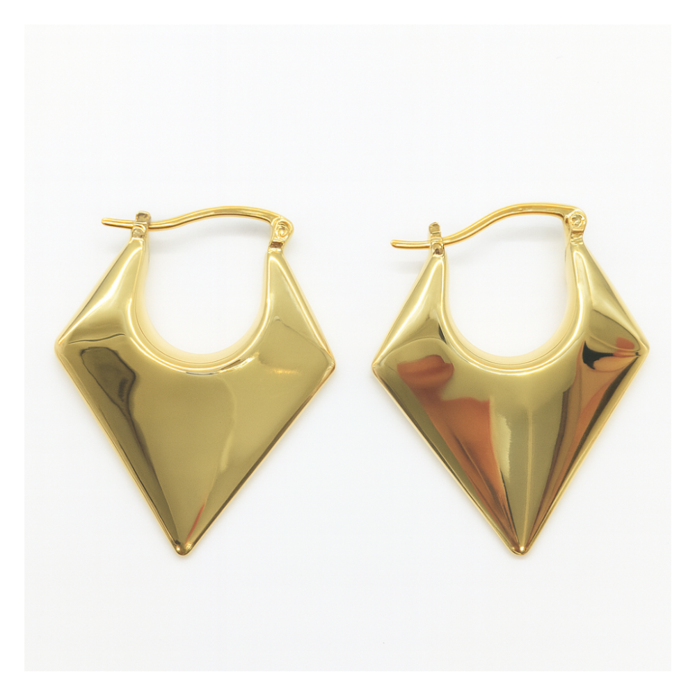 Geometric golden huggie earring
