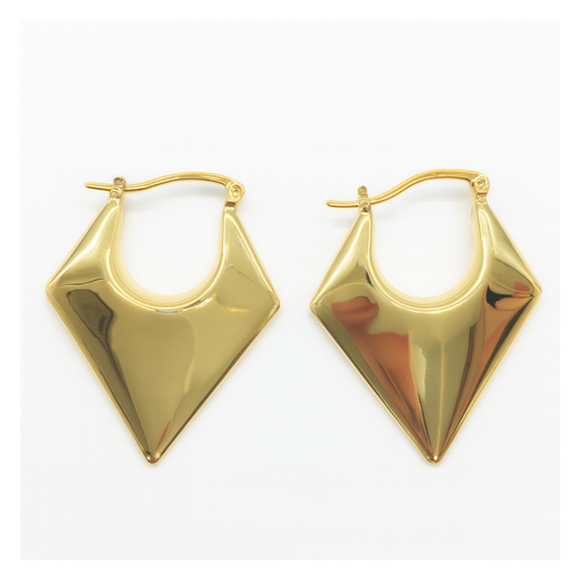 Geometric golden huggie earring