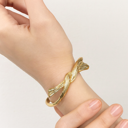 Graceful knot style golden kada bracelet