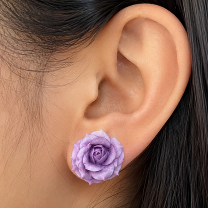 Lavender Rose Stud Earrings
