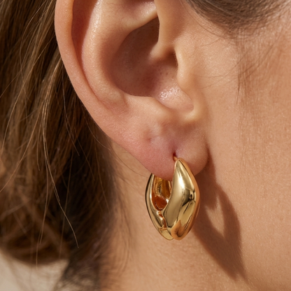 Gold Sculpted Hoop Earrings