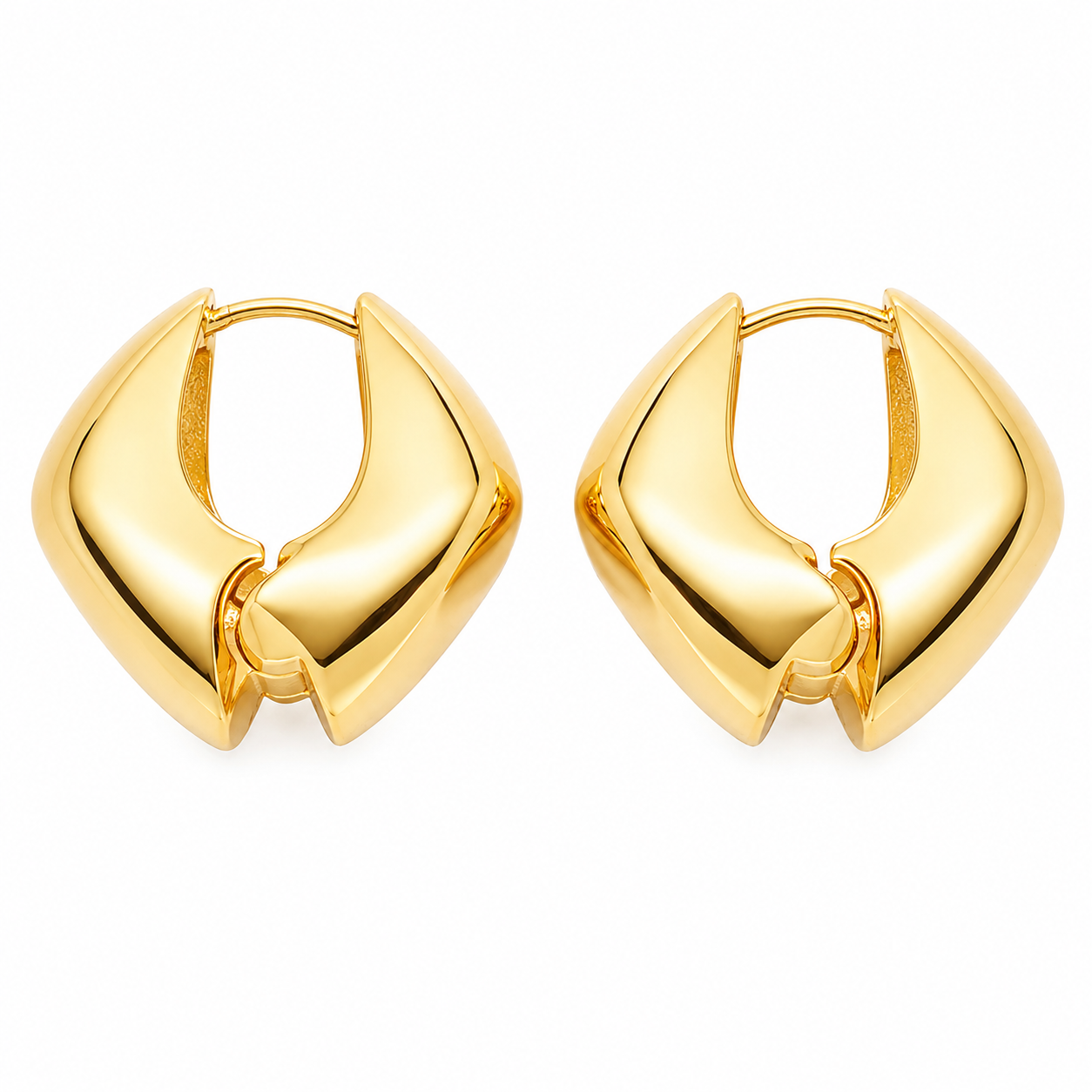 Gold Sculpted Hoop Earrings