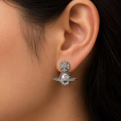 Saturn Crystal Stud Earrings