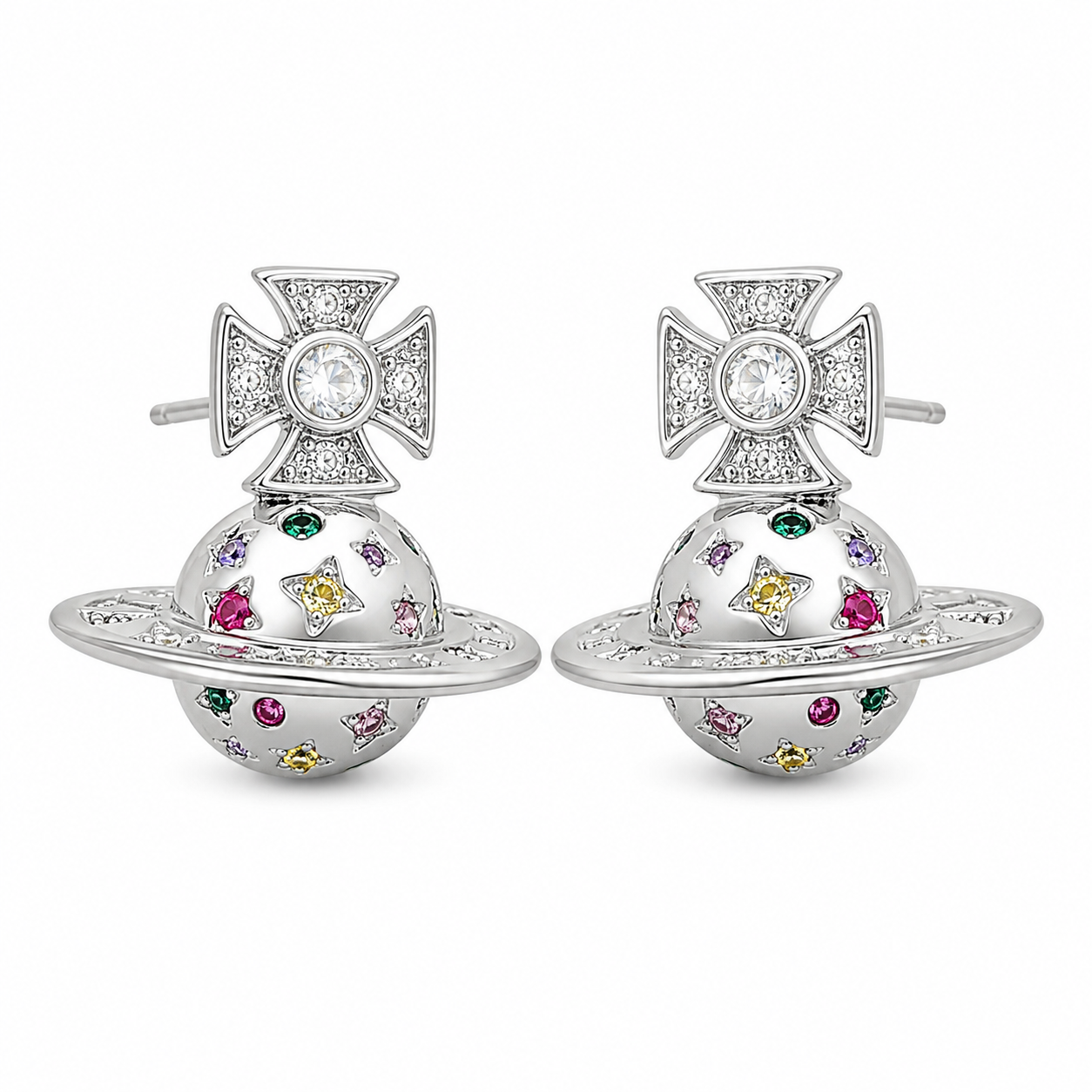 Saturn Crystal Stud Earrings