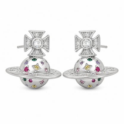 Saturn Crystal Stud Earrings
