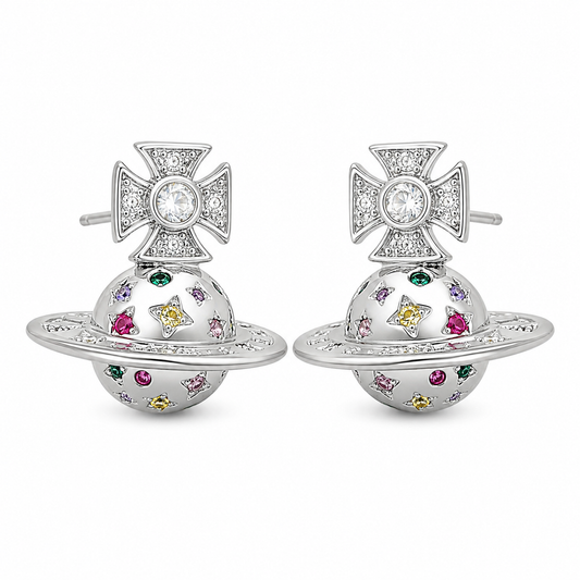 Saturn Crystal Stud Earrings