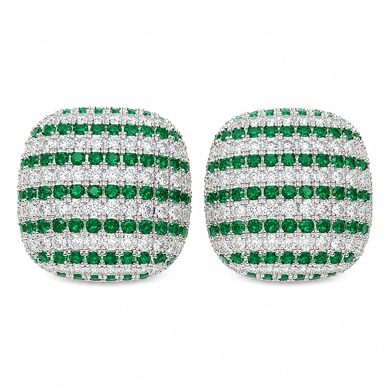 Emerald Stripe Stud Earrings