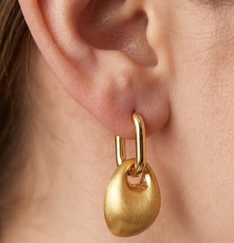Gold Pebble Drop Earrings