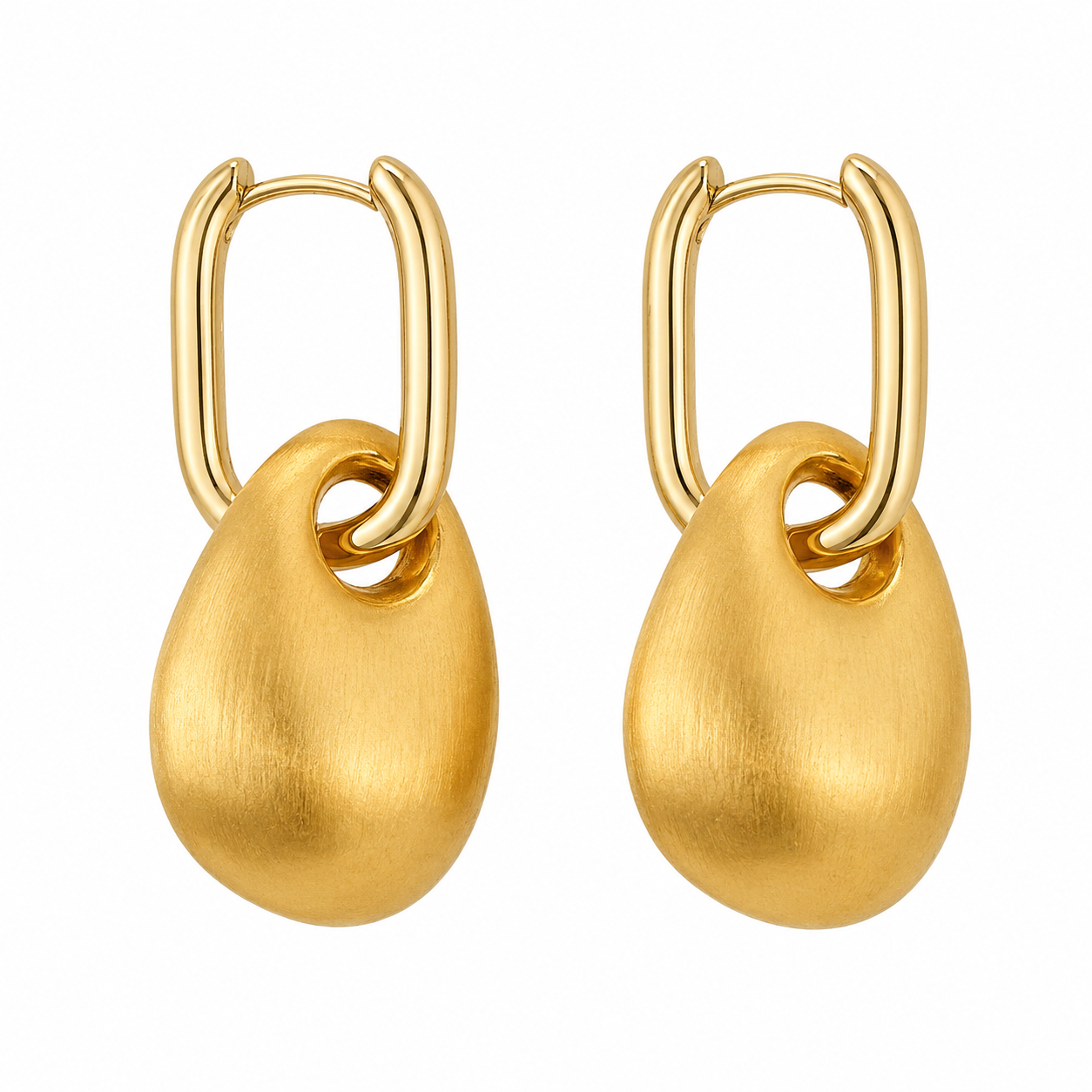 Gold Pebble Drop Earrings