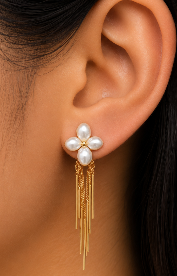 Pearl Blossom Tessel Earrings