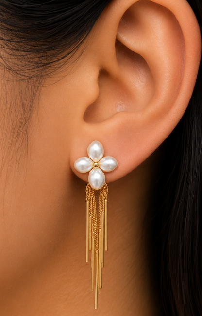 Pearl Blossom Tessel Earrings