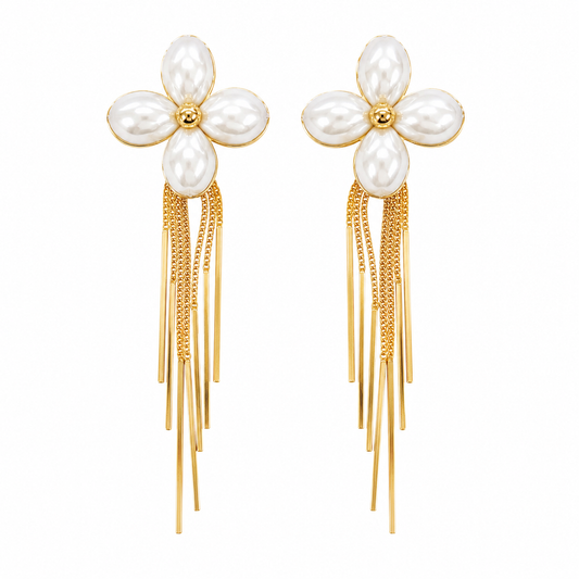 Pearl Blossom Tessel Earrings