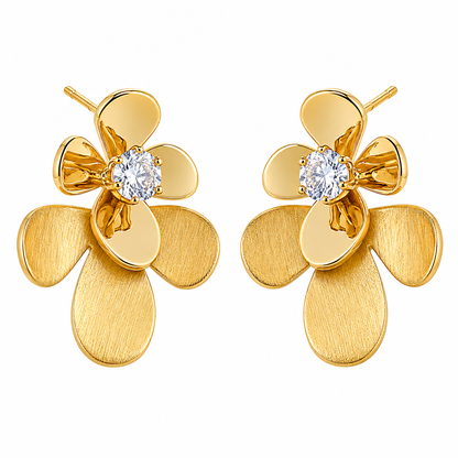 Golden Flower Stud Earrings