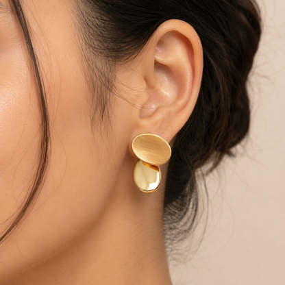Gold Disc Drop Earrings