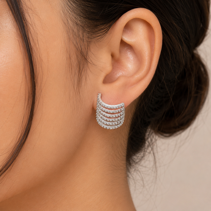 Silver Sparkle Stud Earrings
