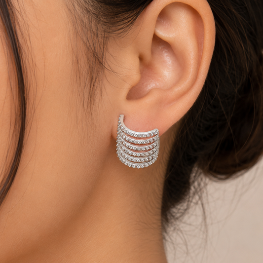 Silver Sparkle Stud Earrings