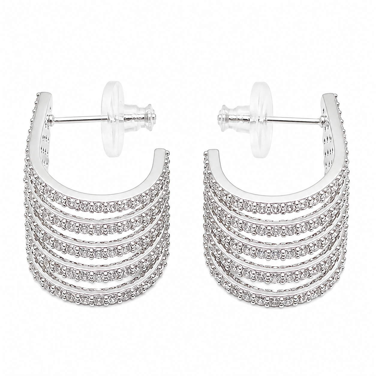 Silver Sparkle Stud Earrings