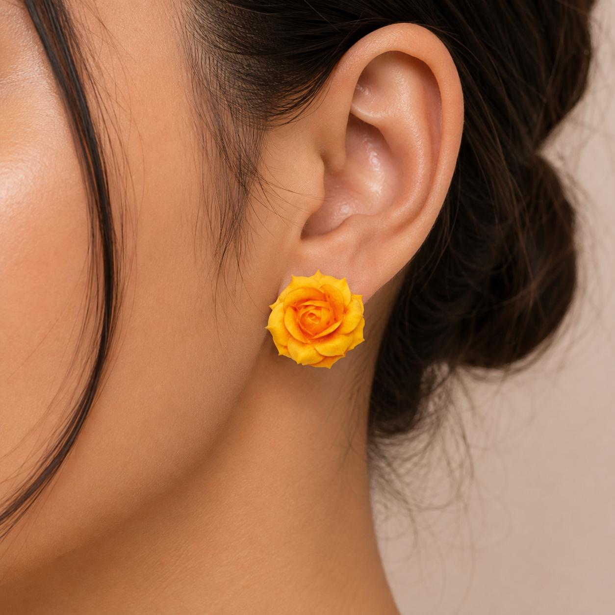 Golden Rose Stud Earrings