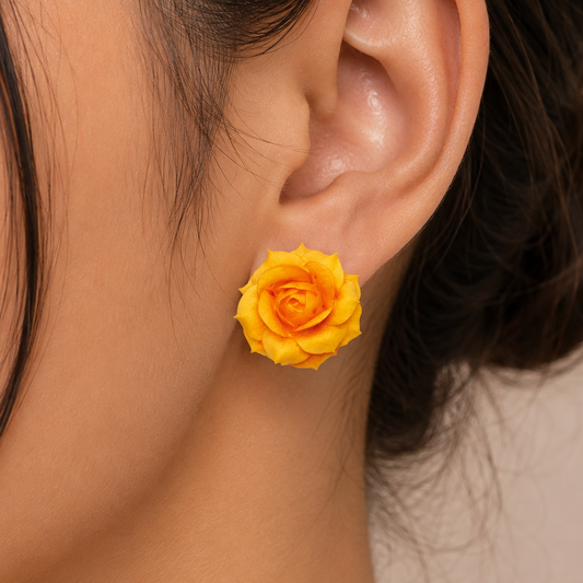 Golden Rose Stud Earrings