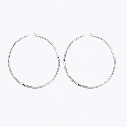 Silver twisted large hoop earring
