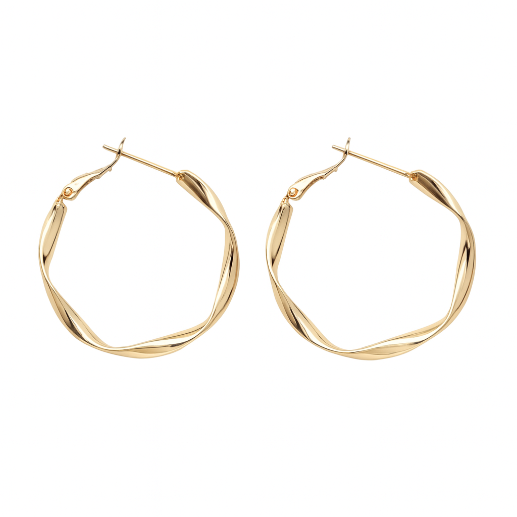 Twisted golden huggie earring