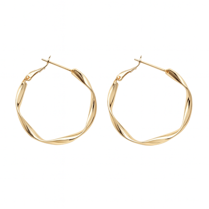 Twisted golden huggie earring