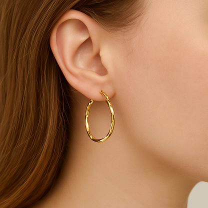 Stylish golden huggie earring