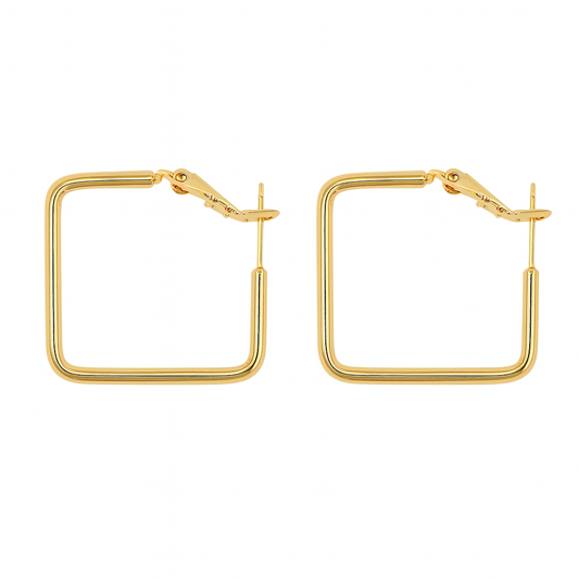 Golden square huggie earring