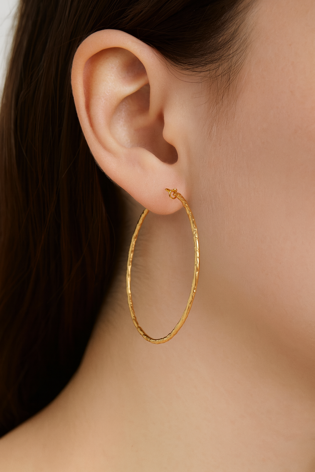 Attractive golden large hoop earring