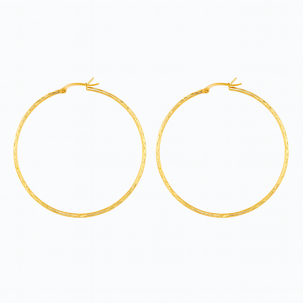 Attractive golden large hoop earring