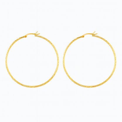 Attractive golden large hoop earring