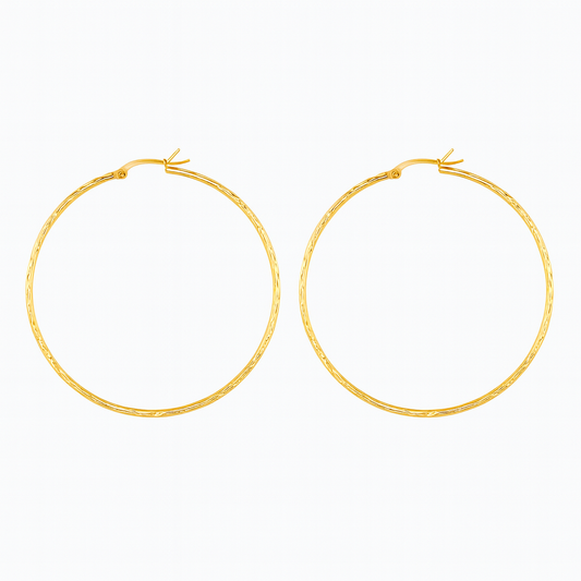Attractive golden large hoop earring