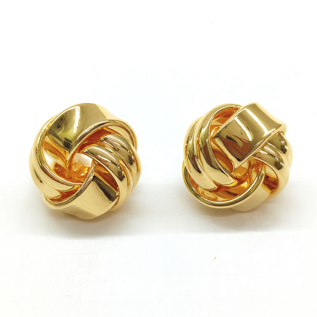 Gold knot style rounded stud earring