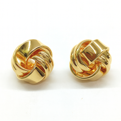 Gold knot style rounded stud earring
