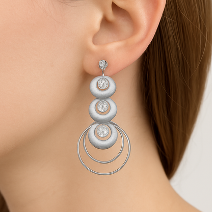 Trio layer semi circle ear spike earring