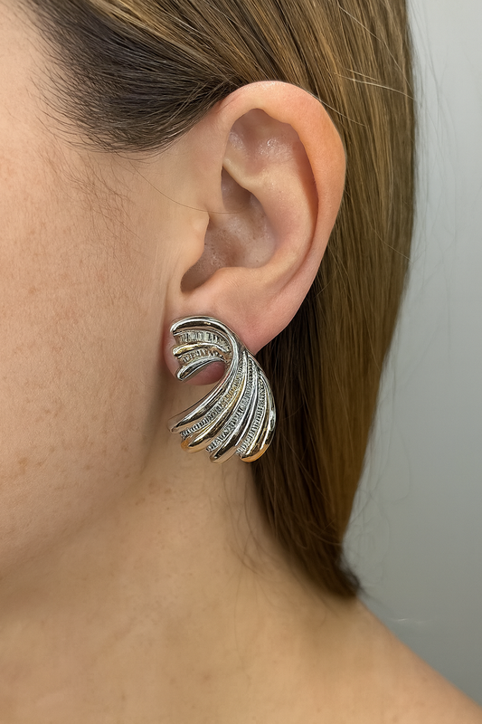 Chunky gold & silver design dangle earring