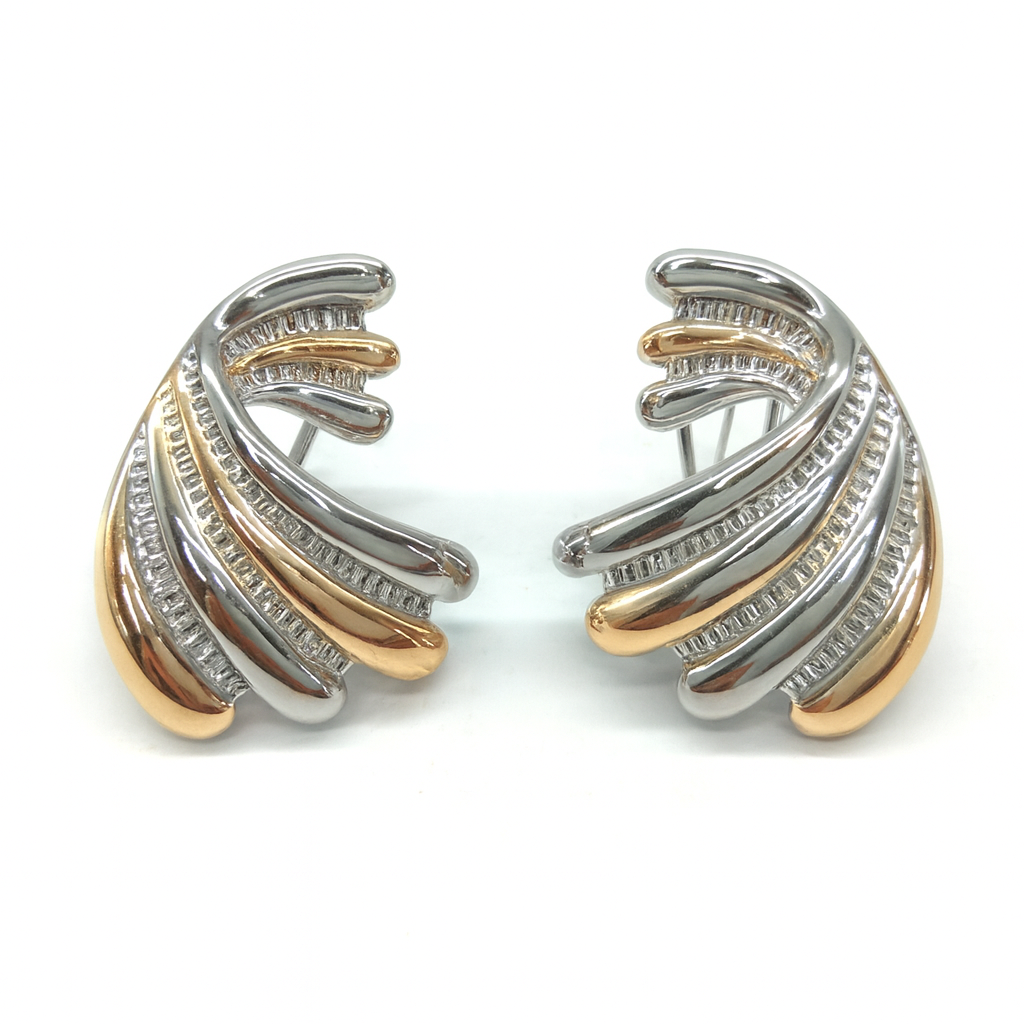 Chunky gold & silver design dangle earring