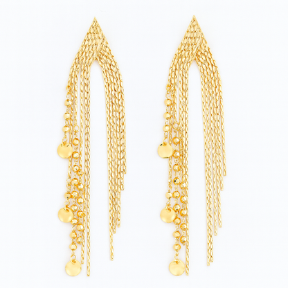 Chunky design golden tassel earring