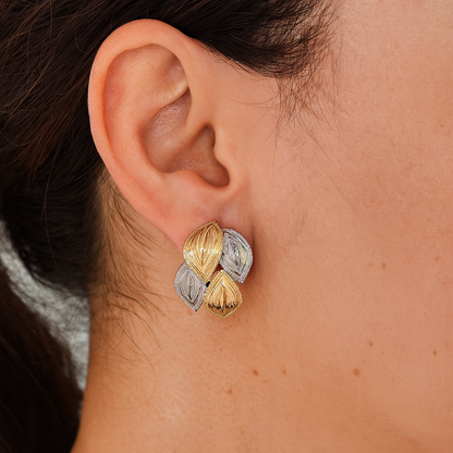 Attractive gold & silver leaf dangle earring