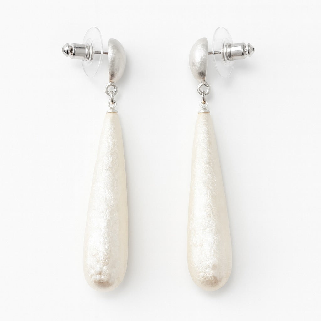 White pearl drop stud earring