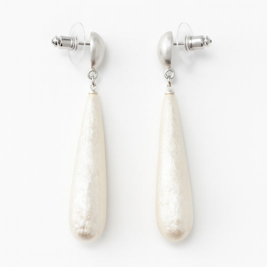 White pearl drop stud earring