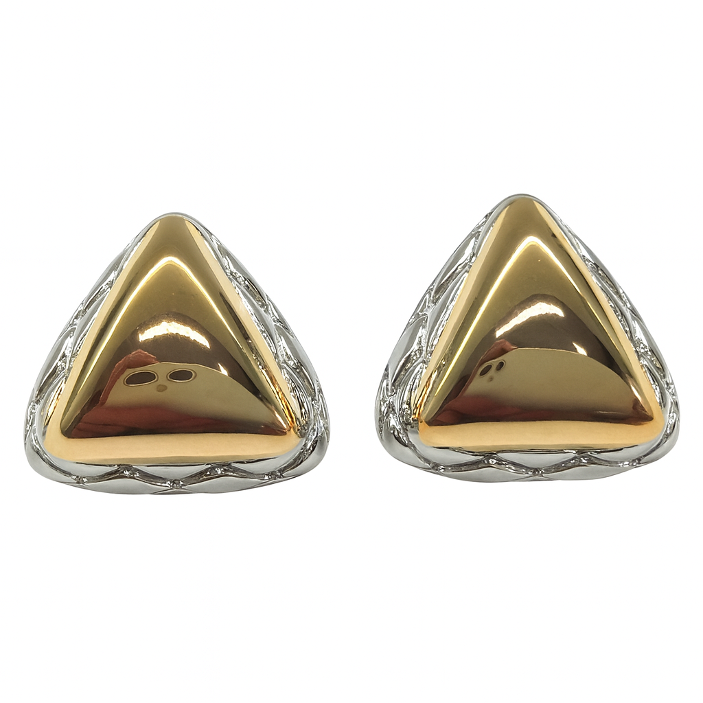 Elegant gold & silver triangle stud earring