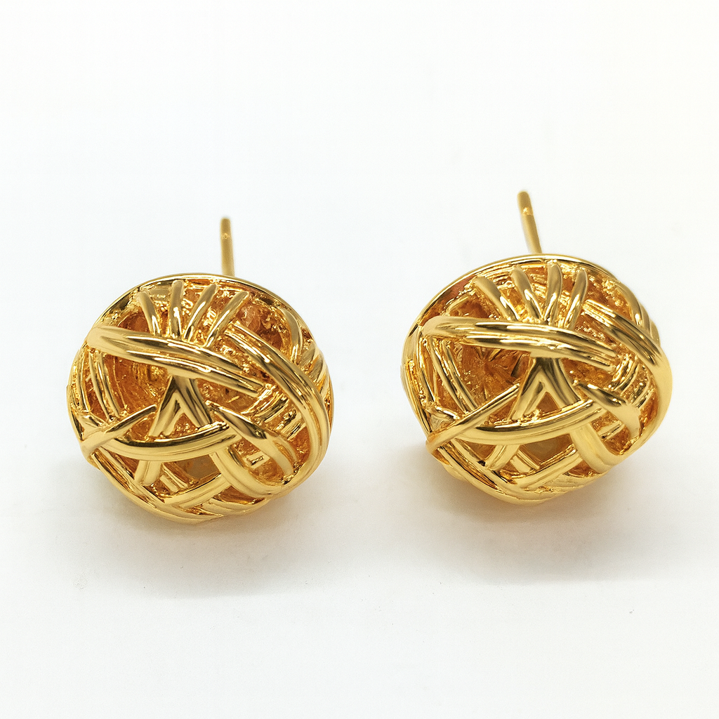 Stylish rounded golden mini stud earring