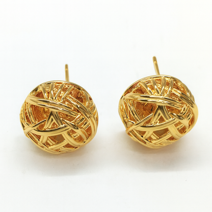 Stylish rounded golden mini stud earring