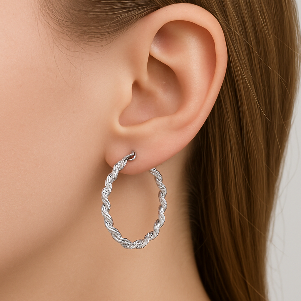 Silver huggie earring